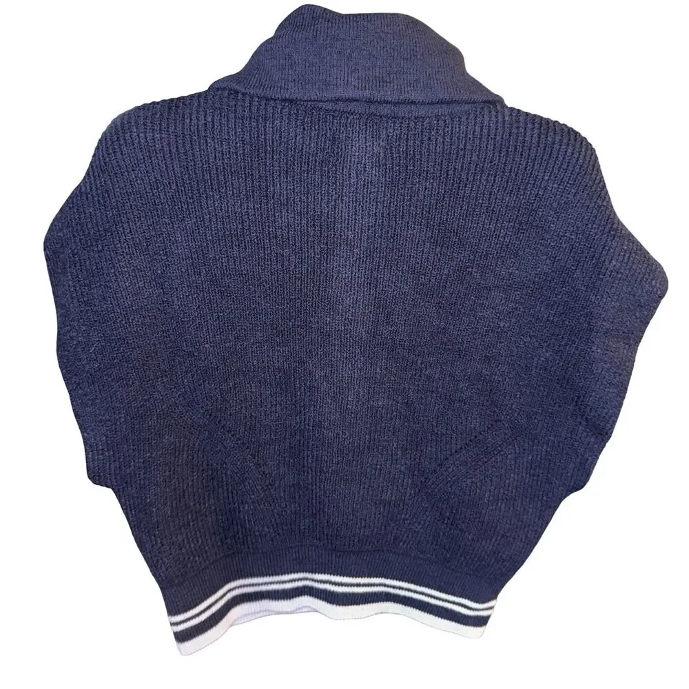 Maeve Navy Blue Sweater Vest Turtleneck Size XL Nautical Preppy‎ Classic